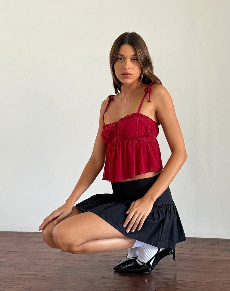 Damaris Cami Top in Kirsche Rot mit roter Bindung
