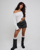 Bild von Damian Off The Shoulder Langarm-Basic-Top in Elfenbein