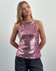 Bild von Damske Vest Top in Pink Pailletten