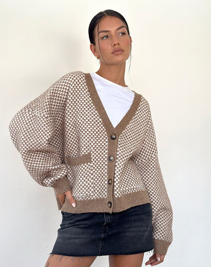 Danov Strickjacke aus braunem Gingham