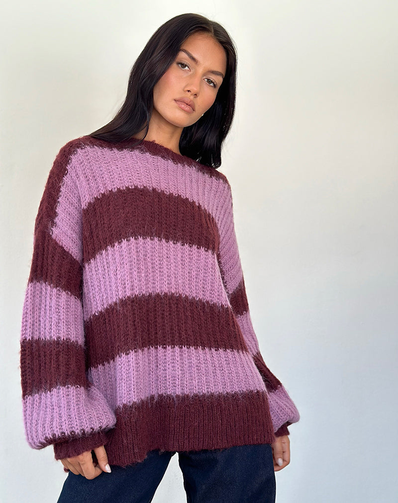 Daren Pullover in Violett gestreift