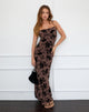 Image of Darsih Cami Maxikleid in Floral Flock Braun