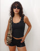Image of Dax Eyelet Ribbed Vest Top in Schwarz