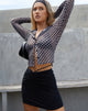 Image of Kelly Shirt in Mesh Diagonal Dogtooth Schwarz und Tan