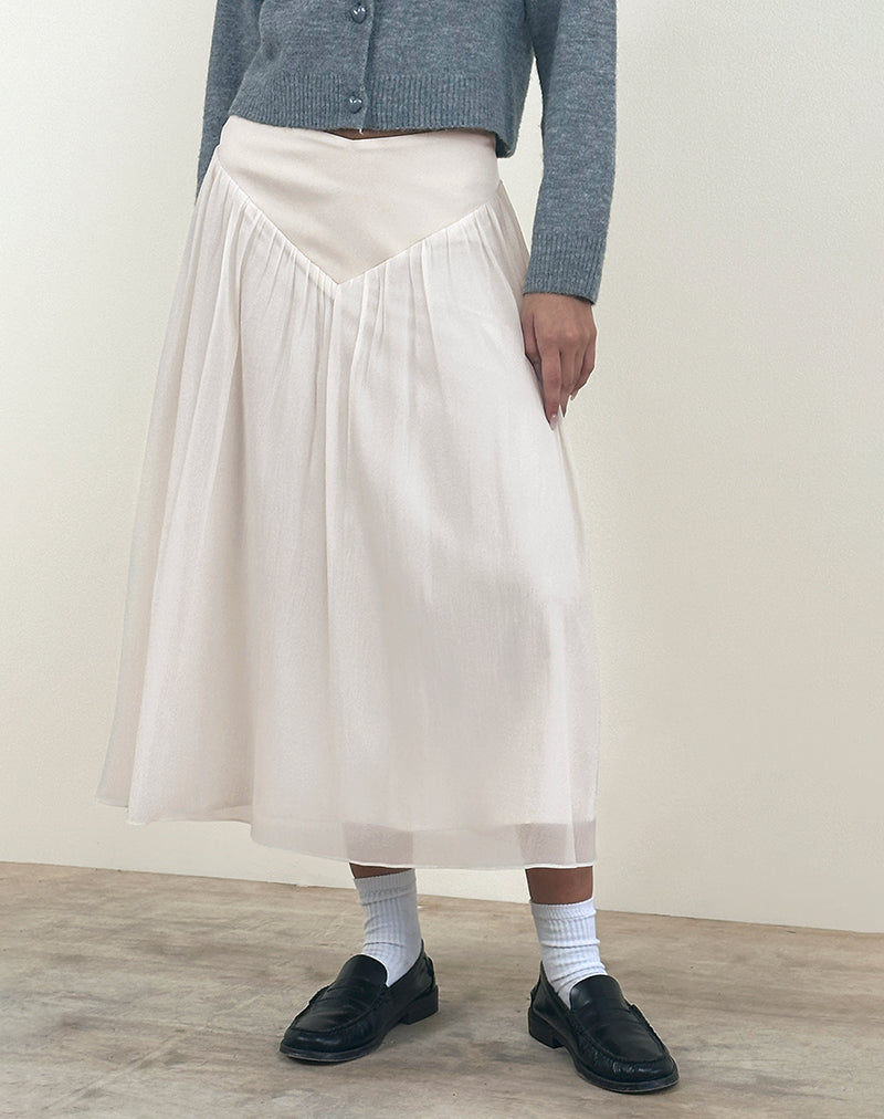 Derika Maxirock mit V-Taille in Creme
