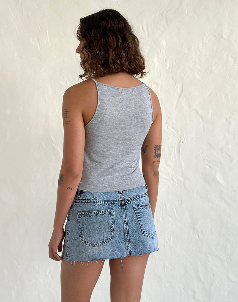 Bild von Dudley Vest Top in Grau Marl Painted Flower