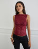 Image of Dudley Vest Top aus Paillettenstrick Burgund