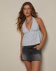 Bild von Eldana Halter Top in Mini GIngham Blau und Grau