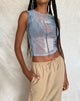 Bild von MOTEL X JACQUIE Elisha Top in Mesh Abstrakte Farbe Pinsel Blau