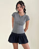 Image of Elmira Top aus Flachstrick Grau