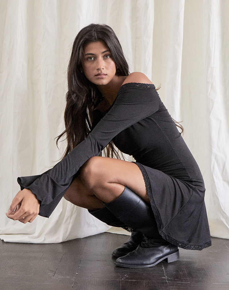 Bild von Elwyn Bardot Mini Dress in Slinky Black