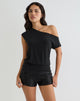 Image of Elysian Asymmetrisches Top aus Cupro Schwarz