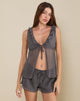 Image of Enisa Top aus Crinkle Chiffon Grau