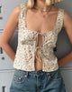 Bild von Esau Tie Front Cami Top in Blau Floral Elfenbein