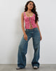 Bild von Esau Tie Front Top in Ditsy Floral Pink