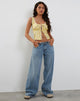 Bild von Esau Tie Front Top in Wild Flower Lemon Drop