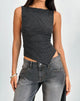 Image of Etta Vest Top aus metallisch gestreiftem Jersey Schwarz