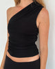 Image of Evelina One Shoulder Top aus schwarzem Mesh