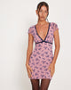 Bild von Evilia Mesh Mini Dress in Pink und Navy Botanist Flocking