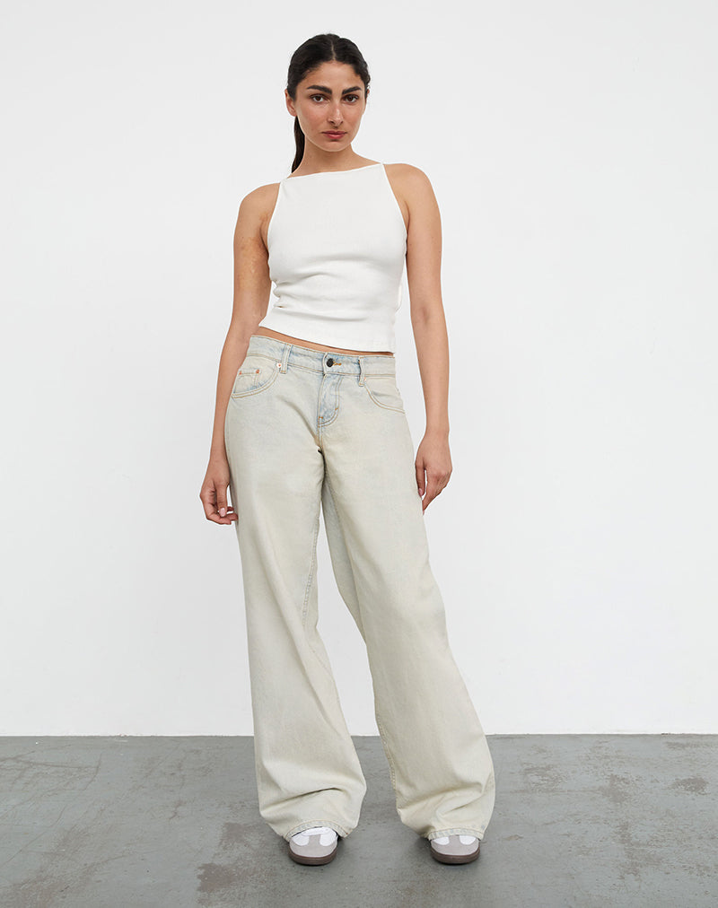 Geräumige extra weite Low Rise Jeans in arktischem Blau