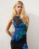 Image of Fayola Bedrucktes Maxikleid in Watercolour Flower Blau