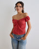 Bild von Fayra Bardot Korsett Top in Dobby Rot