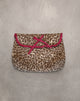 Bild von Fold Over Makeup Bag in Leopard mit roter Rüschenschleife