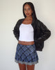Image of Friska Minirock aus blau-grauem Karo-Mesh