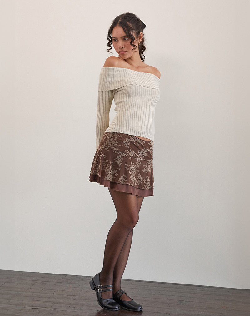 Friska Minirock aus blühenden Reben Braun