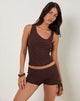 Image of Fukama Ärmelloses Top aus Stretch Broderie Braun