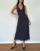 Gabriela Midikleid in beflockter Blütenform Navy