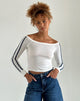 Bild von Gavya Langarm-Top in Off White mit Navy-Streifen