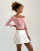 Image of Gavya Bardot Langarm Top in Pink Lady mit weißen Streifen