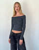 Image of Gavya Langärmeliges Bardot-Top aus Ocean Storm Jersey