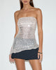 Image of Gentaya Rüschen-Bandeau-Top in Neutral Pailletten