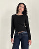 Image of Giovanina Strickjacke aus Flachstrick Schwarz