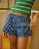 Laboxe Short in Marineblau Tartan Popeline