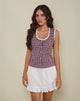 Image of Gronita Bluse in Mini Gingham Wein mit weißer Spitze