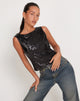 Bild von Hala Crop Vest Top in Schwarz Pailletten