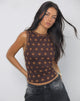 Image of Haleen Top in Brown Star Stripe mit Bindung