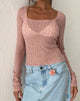 Bild von Halsey Knitted Extra Long Sleeve Top in Pink
