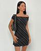 Image of Hari Minikleid in unregelmäßigen Streifen Grau Schwarz