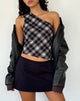 Image of Harini One Shoulder Top in Schwarz Weiß Karo