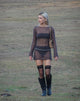 Bild von Harper Distressed Knitted Mini Dress in Maroon