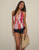 Bild von Hassna Neckholder-Top aus rosa Chiffon mit gemalten Streifen