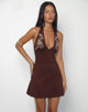 Image of Hepzhi Minikleid in Bitterschokolade mit floraler Stickerei