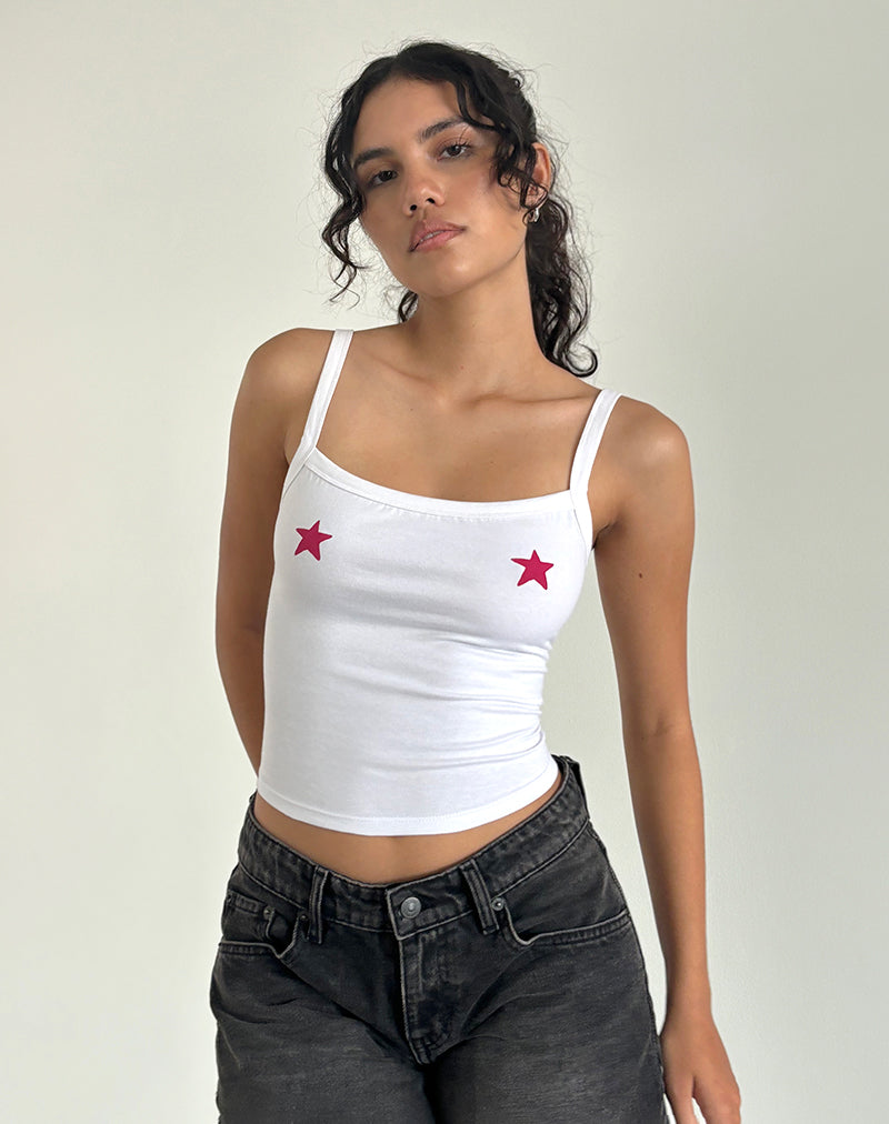 Icah Cami Top in Weiß mit Sternchen Platzierung