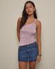 Image of Idari One Shoulder Top aus gestreiftem, strukturiertem Mesh Soft Pink