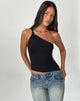 Image of Idra Asymmetrisches Top aus geripptem Jersey Schwarz