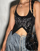 Bild von Buhal Crop Top in Schwarz Butterfly Diamante